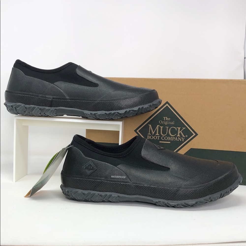 Muck Forager Low Black Waterproof Memory Foam Mens Slip On Shoes - Size 10